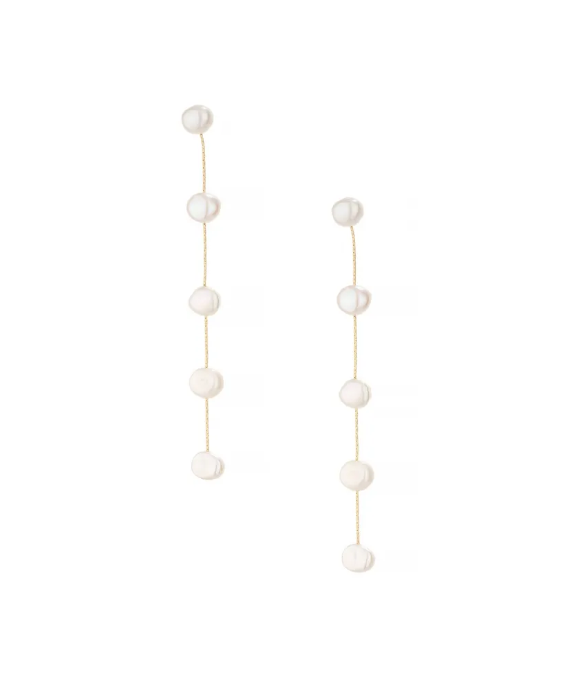 Ettika Imitation Pearls Earrings Dripping in 18K Gold Plating