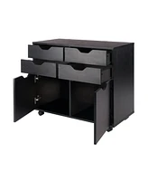 Winsome Halifax 26.3" Wood 2-Door 4-Drawer Wide Storage Cabinet