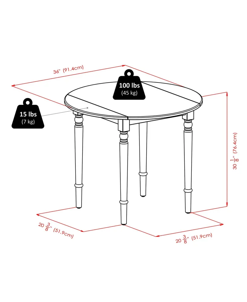 Winsome Sorella 30.08" Wood Round Drop Leaf Table