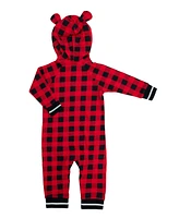 Snugabye Baby Boys or Girls Buffalo Plaid Hooded Jumpsuit