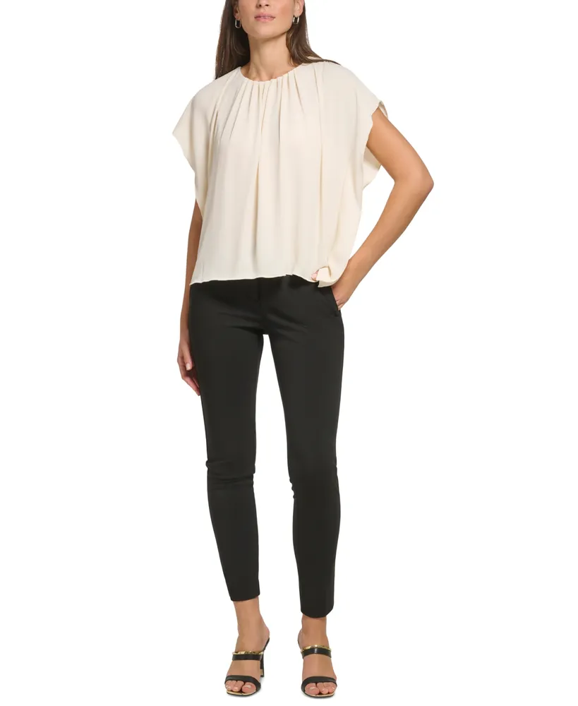 Dkny Petite Shirred Cape-Sleeve Blouse