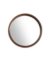 Round Wood Frame Bathroom Vanity Wall Mirror, 30" D