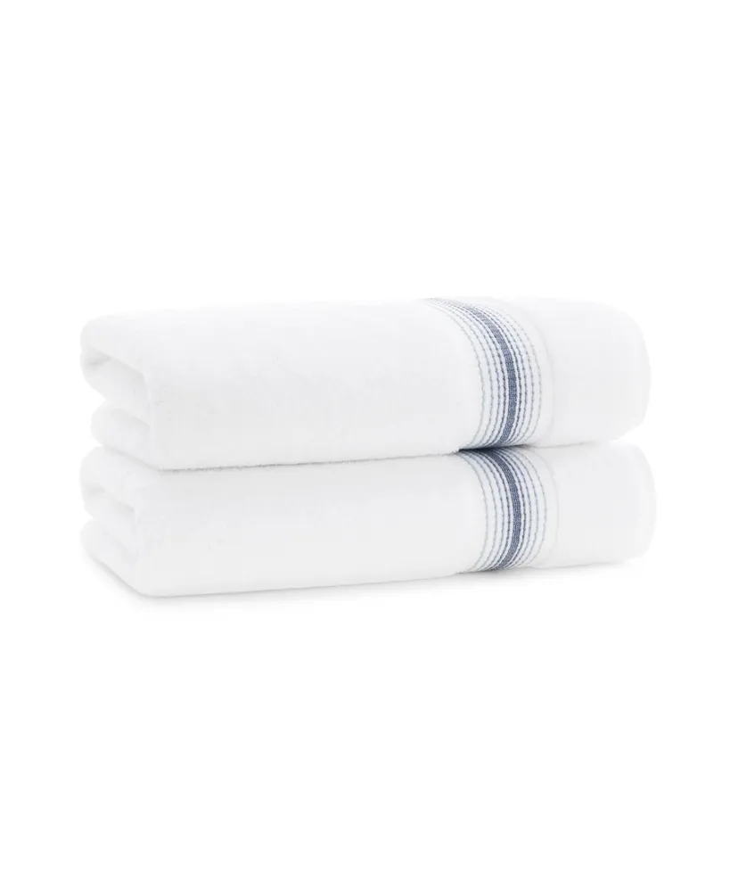 Aston and Arden White Turkish Luxury Striped Towels with for Bathroom 600  GSM, 30x60 in., 2-Pack , Super Soft Absorbent Bath