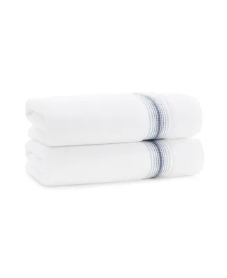 Aston and Arden White Turkish Luxury Striped Towels with for Bathroom 600 Gsm, 30x60 in., 2-Pack , Super Soft Absorbent Bath