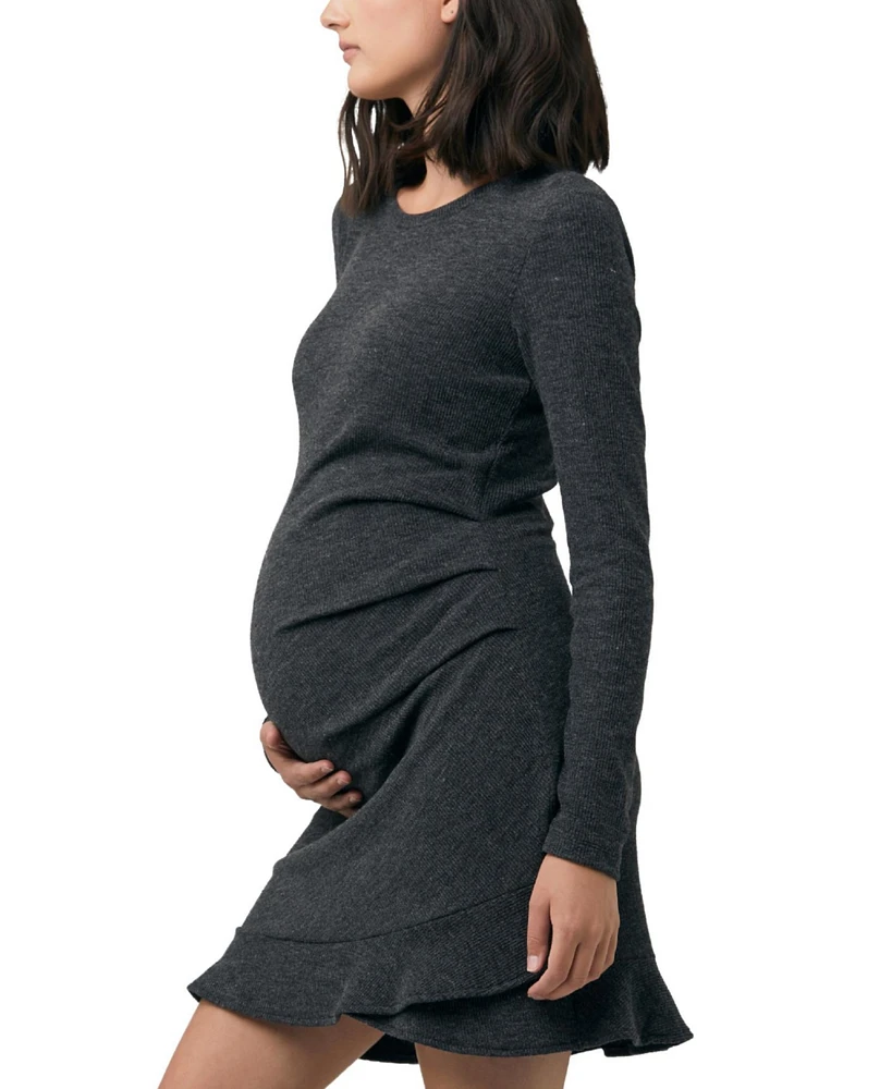 Ripe Maternity Maternity Evie Frill Hem Dress Charcoal