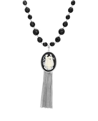 2028 Cameo Chain Fringe Drop Necklace