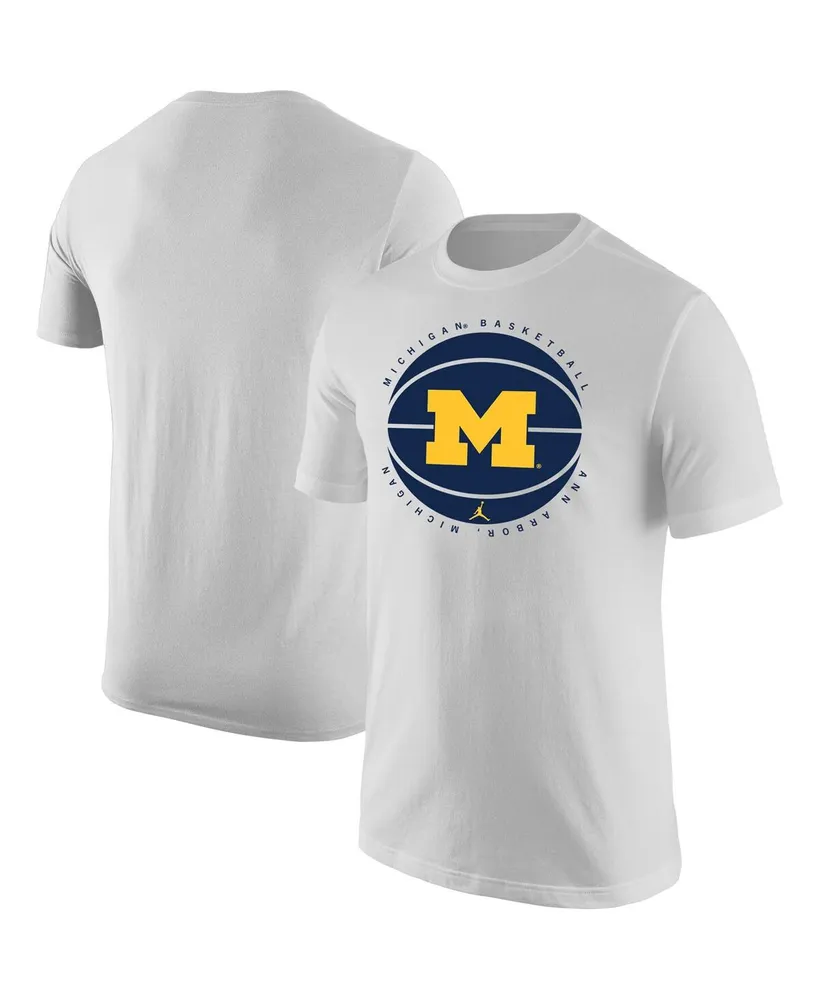 Men's Jordan White Michigan Wolverines Basketball Team Issue T-shirt