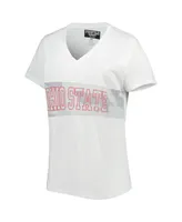 Women's White, Arctic Camo Ohio State Buckeyes Plus Pieced Body V-Neck T-shirt