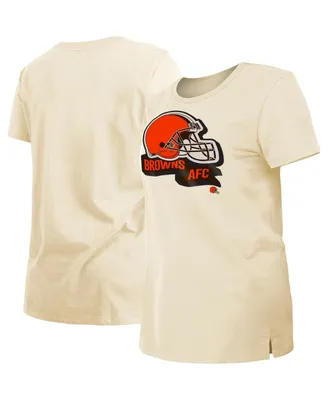Women's New Era Cream Cleveland Browns Chrome Sideline T-shirt