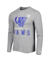 Men's New Era Heathered Gray Los Angeles Rams Combine Authentic Red Zone Long Sleeve T-shirt