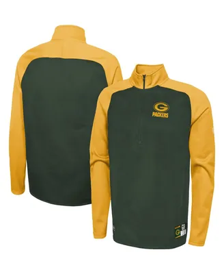 Men's New Era Green Green Bay Packers Combine Authentic O-Line Raglan Half-Zip Jacket