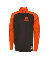 Men's New Era Brown Cleveland Browns Combine Authentic O-Line Raglan Half-Zip Jacket