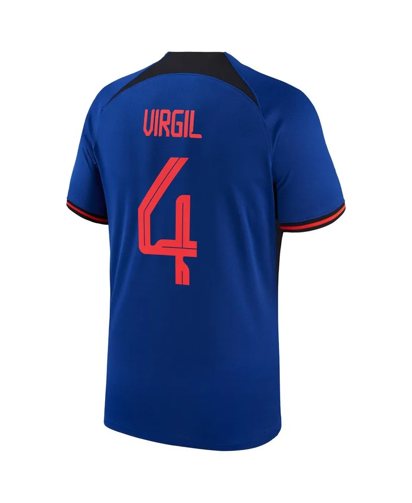 Men's Nike Virgil Van Dijk Blue Netherlands National Team 2022/23 Away Breathe Stadium Replica Player Jersey