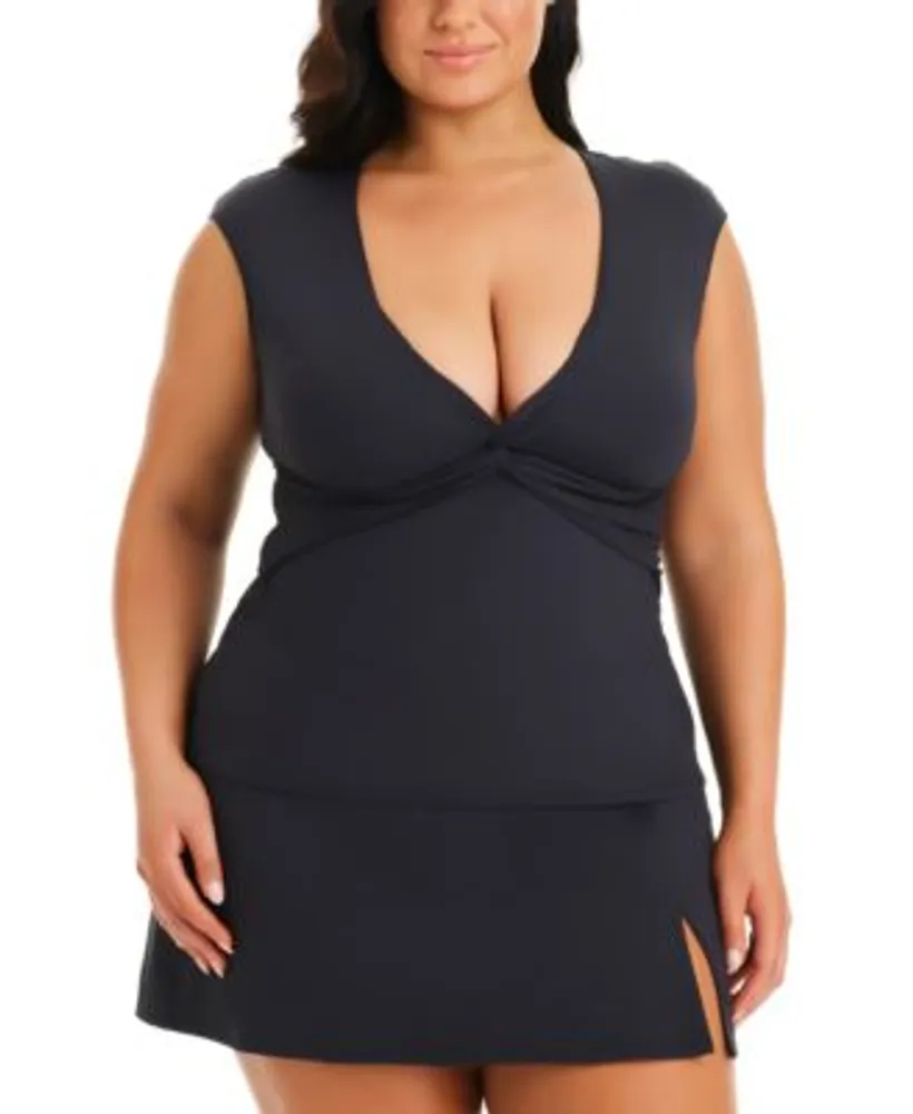 Bleu By Rod Beattie Plus Size Lets Get Twisted Tankini Top Swim Skirt