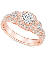 Diamond Halo Engagement Ring (1 ct. t.w.) 14k White, Yellow or Rose Gold