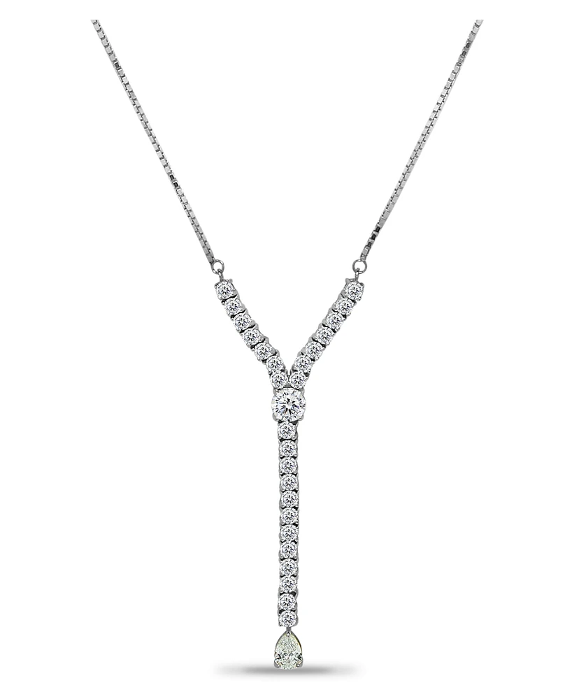Macy's Round Pear Linear Y Adjustable Necklace (7 ct. t.w.) in 18K Sterling Silver or Sterling Silver