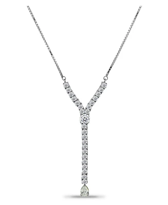 Macy's Round Pear Linear Y Adjustable Necklace (7 ct. t.w.) in 18K Sterling Silver or Sterling Silver
