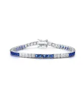 Genevive Sterling Silver Cubic Zirconia and Blue Tennis Bracelet