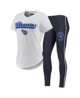 Women's Concepts Sport White, Charcoal Tennessee Titans Sonata T-shirt and Leggings Sleep Set