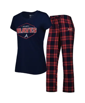 Women's Concepts Sport Navy, Red Atlanta Braves Badge T-shirt and Pajama Pants Sleep Set