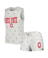 Women's Concepts Sport Cream Ohio State Buckeyes Agenda Stars Tank Top and Shorts Sleep Set