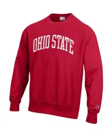 Men's Champion Scarlet Ohio State Buckeyes Arch Reverse Weave Pullover Sweatshirt