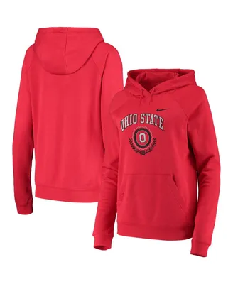 Women's Nike Scarlet Ohio State Buckeyes Varsity Fleece Tri-Blend Raglan Pullover Hoodie