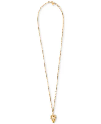 Philipp Plein Gold-Tone Ip Stainless Steel 3D Crowned $kull Cable Chain 29-1/2" Pendant Necklace
