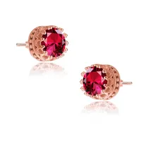 Elegant Sterling Silver Royal Princess Round Stud Earrings