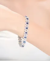 Genevive Cubic Zirconia Sterling Silver Colored and Clear Cubic Zirconia 'Bling' Bracelet