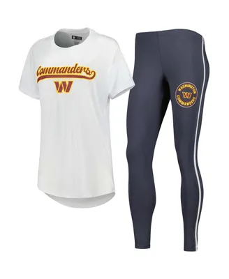 Women's Concepts Sport White, Charcoal Washington Commanders Sonata T-shirt and Leggings Sleep Set
