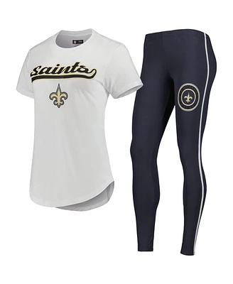 Women's Concepts Sport White, Charcoal New Orleans Saints Sonata T-shirt and Leggings Sleep Set