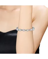 Genevive Sterling Silver Rhodium Plated Clear Cubic Zirconia Link Bracelet