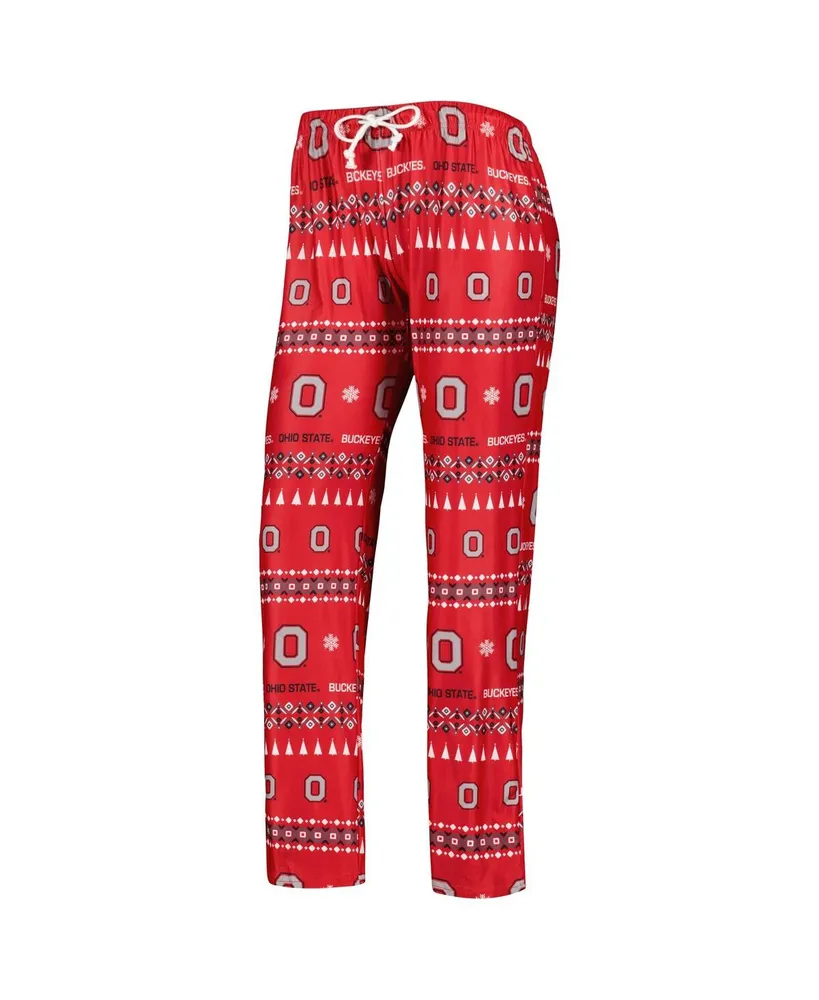 Women's Concepts Sport Scarlet Ohio State Buckeyes Flurry Ugly Sweater Long Sleeve T-shirt and Pants Sleep Set
