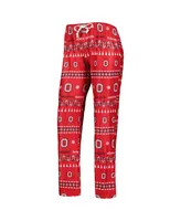 Women's Concepts Sport Scarlet Ohio State Buckeyes Flurry Ugly Sweater Long Sleeve T-shirt and Pants Sleep Set