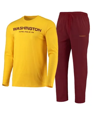 Men's Concepts Sport Burgundy, Gold Washington Football Team Meter Long Sleeve T-shirt and Pants Sleep Set