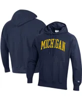 Men's Champion Navy Michigan Wolverines Team Arch Reverse Weave Pullover Hoodie