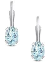Macy's Aquamarine (9/10 Ct. T.w.) Leverback Earrings in 10K Yellow Gold or White Gold