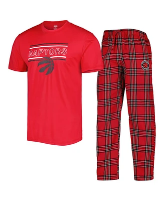 Men's Concepts Sport Red, Black Toronto Raptors Badge T-shirt and Pajama Pants Sleep Set