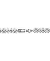 Genevive Sterling Silver with Rhodium Plated Clear Round Cubic Zirconia Milgrain Bezel Tennis Bracelet