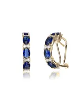 Genevive 14K Gold Plated with Green & Cubic Zirconia Half Hoop Earrings in Sterling Silver