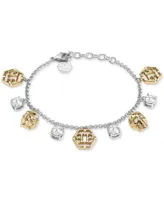 Philipp Plein Two-Tone Stainless Steel Crystal, 3D $kull & Hexagon Logo Charm Bracelet