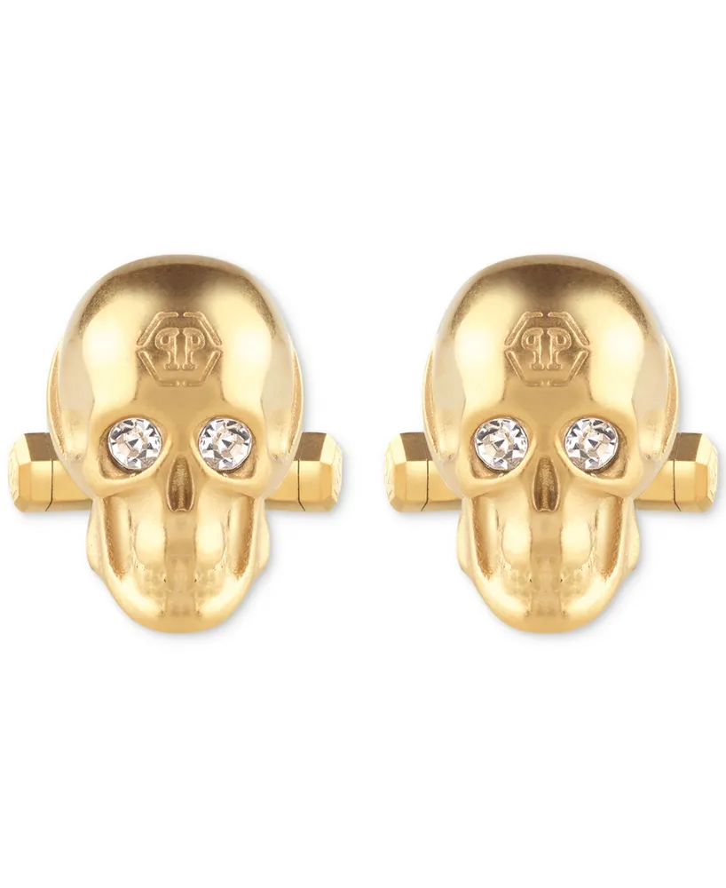 Philipp Plein Gold-Tone Ip Stainless Steel 3D $kull Cuff Links