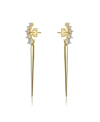 Genevive Elegant Waterfall Spike Dangle Earrings 14k Yellow Gold Plating with Emerald & Cubic Zirconia