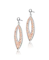 Genevive Elegant Sterling Silver Two-Tone Dangling Earrings