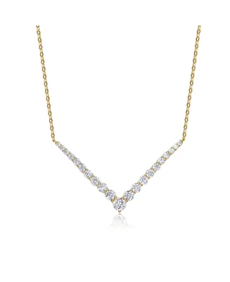 Genevive Radiant 14K Yellow Gold-Plated Cubic Zirconia Chevron Layering Necklace