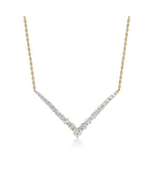 Genevive Radiant 14K Yellow Gold-Plated Cubic Zirconia Chevron Layering Necklace