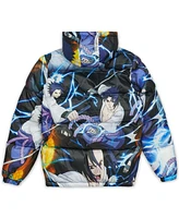 Reason Men's Naruto Sasuke All Over Print Puffer Jacket