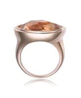 Genevive Sterling Silver 18K Rose Gold Plated Morganite Cubic Zirconia Solitaire Ring