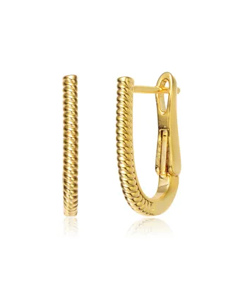 Rachel Glauber 14K Gold Plated "U" Small Hoop Earrings